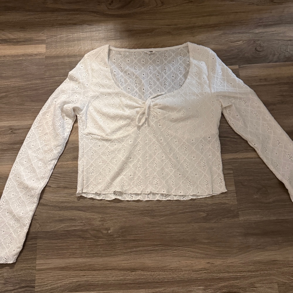 Cotton On Cream Tie Front Crop Blouse
